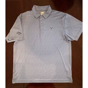 Callaway Mens Blue Geometric Diamond Print Golf Polo Shirt Large CGKSE0S3